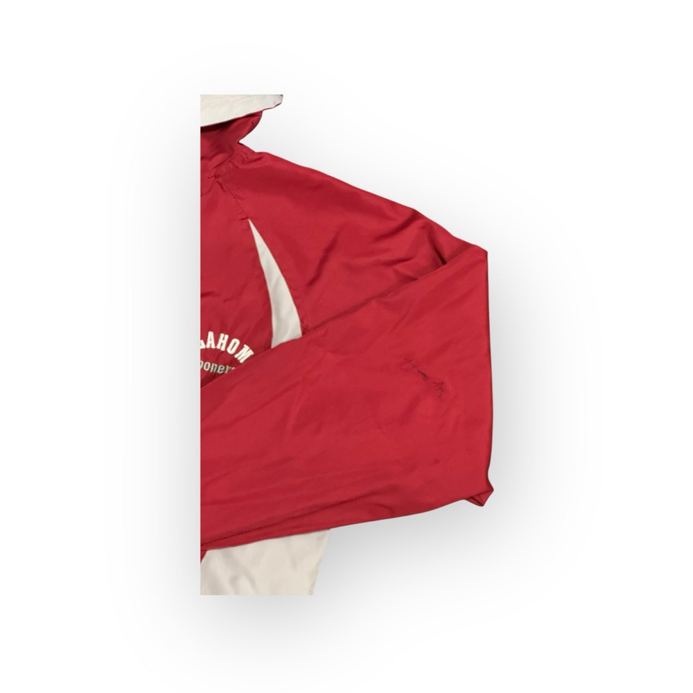 NCAA Oklahoma University Sooners OU Windbreaker Jacket Size 8/10 Red White - Picture 5 of 11